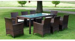 vidaXL Set mobilier cu perne, 9 piese, maro, poliratan 43117