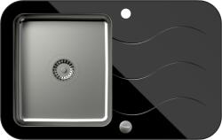 Quadron Chiuveta bucatarie din sticla negra securizata si cuva inox pvd Glen 211-Quadron (5903242533181) Chiuveta