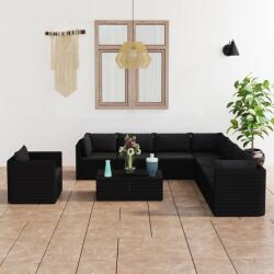 vidaXL Set mobilier de grădină cu perne, 10 piese, negru, poliratan (3059496) - vidaxl