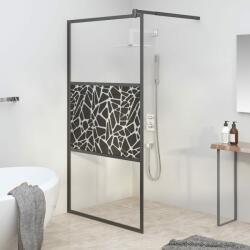 vidaXL Paravan de duș walk-in negru 115x195 cm sticlă ESG model piatră (151883)