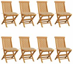 vidaXL Scaune de grădină cu perne bej, 8 buc. , lemn masiv de tec (3072935)