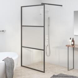 vidaXL Perete cabină duș walk-in negru 100x195 cm sticlă ESG semi-mată (151874)