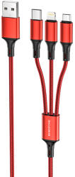 BOROFONE BX50 Fresco 3in1 USB - USB Type-C, Micro USB, Lightning 2.4A 1m piros