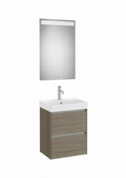 Roca Ona Pack 2 fiókos mosdószekrény mosdóval 50x36 tükör LED világítással Sötét szil A851698511 (A851698511)