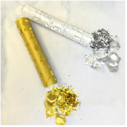 Konfetti ágyú arany vagy ezüst szirommal (30 cm)
