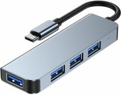 Tech-Protect Adaptor HUB aluminiu 4-in-1 Tech-Protect V1 USB Type-C - 4x USB 3.0, Gri (9589046919367)