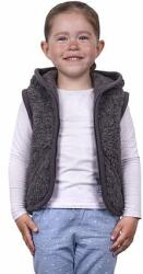 Vlnka Gyerek mellény birkagyapjúból kapucnival - sötétszürke ruházat méretei S