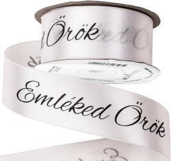 Valex Decor Emléked Örök" feliratos szatén gyász szalag 30mm x 20m - Fehér (DX30-01)