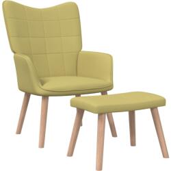vidaXL Scaun de relaxare cu taburet, verde, textil (327935)