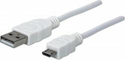 Manhattan USB 2.0 M - micro USB M Adatkábel 1m Fehér (323987)