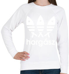 printfashion Horgász adidas márkaparódia - Női pulóver - Fehér (7637237)