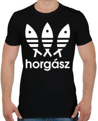 printfashion Horgász adidas márkaparódia - Férfi póló - Fekete (7637024)