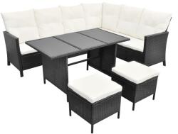 vidaXL Set mobilier cu perne, 4 piese, negru, poliratan 43096
