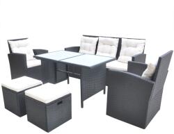 vidaXL Set mobilier cu perne, 6 piese, negru, poliratan 42643