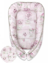 Baby Shop babafészek 55x75 cm - rózsaszín virágos nyuszi - babyshopkaposvar