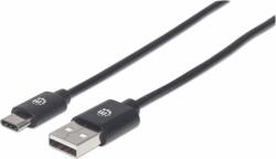 Manhattan 354929 USB-A apa - USB-C apa 2.0 Adat és töltő kábel - Fekete (2m) (354929)