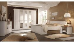 TEMPO KONDELA Set dormitor (pat, 2 noptiere, dulap), stejar truffle sonoma/ pin alb, LUMERA