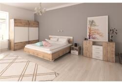 TEMPO KONDELA Set dormitor (pat 160x200 cm), stejar wotan/alb, GABRIELA NEW