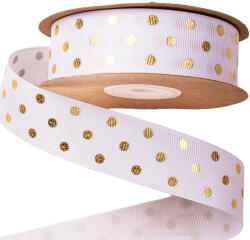 Valex Decor Arany pöttyös ripsz szalag 25mm x 20m - Fehér (DG25-01)