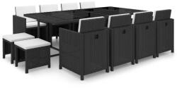 vidaXL Set mobilier cu perne, 13 piese, negru, poliratan 42524