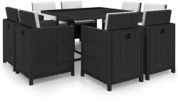 vidaXL Set mobilier cu perne, 9 piese, negru, poliratan 42543