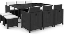 vidaXL Set mobilier cu perne, 11 piese, negru, poliratan 42523