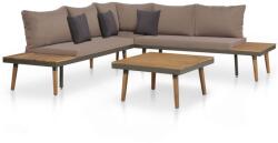 vidaXL Set mobilier cu perne, 4 piese, maro, lemn acacia 44240