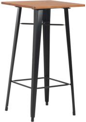 vidaXL Masă de bar, negru, 60x60x108 cm, oțel și lemn masiv de pin (280082)
