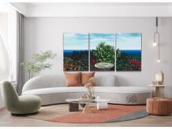 Festés számok szerint - Színes kert (3 db-os készlet) Méret: 40x60cm (3db), Keretezés: Keret nélkül (csak a vászon)