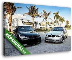 Vászonkép: Két BMW pálmákkal(135x85 cm)