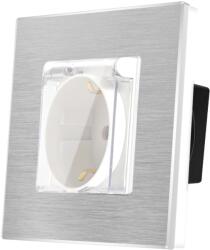 Luxion Priza Simpla cu Capac de Protectie LUXION cu rama din aluminiu
