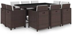 vidaXL Set mobilier cu perne, 11 piese, maro, poliratan 42548