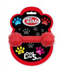 PET NOVA DOG LIFE STYLE 14cm-es súlyzó csengővel, piros, marhahús aroma