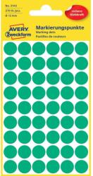 Avery Etikett címke, o12mm, jelölésre, 54 címke/ív, 5 ív/doboz, Avery zöld (AV3143) - pencart