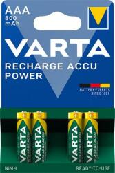 VARTA Tölthető elem, AAA mikro, 4x800 mAh, előtöltött, VARTA Power (VAKU04)