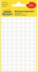 Avery Etikett címke, o8mm, jelölésre, 104 címke/ív, 4 ív/doboz, Avery fehér (AV3175) - pencart