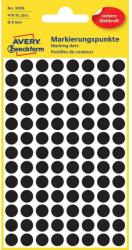 Avery Etikett címke, o8mm, jelölésre, 104 címke/ív, 4 ív/doboz, Avery fekete (AV3009) - pencart