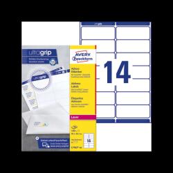 Avery Etikett címke, 99, 1x38, 1mm, öntapadó 14 címke/ív 100 ív/doboz, Avery fehér (36440)