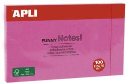 APLI Öntapadó jegyzettömb, 125x75 mm, 100 lap, APLI Funny, pink (LNP15003)