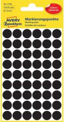 Avery Etikett címke, o12mm, jelölésre, 54 címke/ív, 5 ív/doboz, Avery fekete (AV3140) - pencart