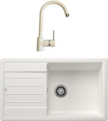BLANCO 523328+2321/PS98 - Blanco Legra XL 6 S gránit mosogató fehér + Olasz ívelt csaptelep fehér szett (523328+2321/PS98)