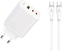 XO CE04 gyorstöltő max. 65W (Fehér) - USB-C PD + USB-A QC