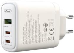 XO CE04 gyorstöltő max. 65W (Fehér) - USB-C PD + USB-A QC, Lightning kábellel