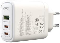 XO CE04 hálózati gyorstöltő ( 2xPD + QC csatlakozó) Type-C 65W-os / USB-A 45W-os gyorstöltő, fehér