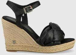 Tommy Hilfiger sandale de piele Th Waves High Wedge femei, culoarea negru, toc pana 9BYY-OBD0DJ_99X