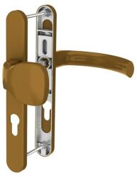 Medos Maner pentru usa PVC, Jowisz, cu sild si buton exterior fix, cu arc, material aluminiu, culoare bronz, 92 x 32 mm