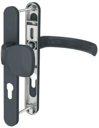 Medos Maner pentru usa PVC, Jowisz, cu sild si buton exterior fix, cu arc, material aluminiu culoare gri antracit RAL 7016, 92 x 32 mm