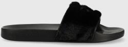 Calvin Klein Jeans papuci Slide Fur femei, culoarea negru 9BYY-KLD00S_99X
