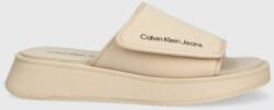 Calvin Klein Jeans papuci One-strap Sandal femei, culoarea bej, cu platforma 9BYY-KLD00N_02X