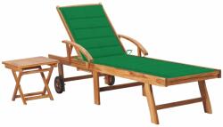 vidaXL Șezlong cu pernă și masă, lemn masiv de tec (3063026) - comfy